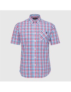 MCS camicia da uomo a manica corta in popeline a quadri colorati