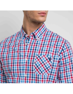 MCS camicia da uomo a manica corta in popeline a quadri colorati 2