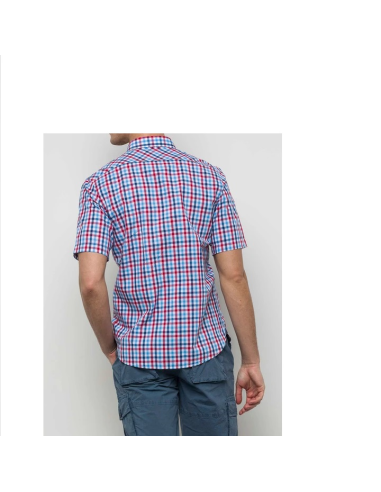 MCS camicia da uomo a manica corta in popeline a quadri colorati