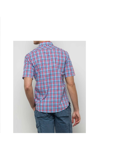 MCS camicia da uomo a manica corta in popeline a quadri colorati