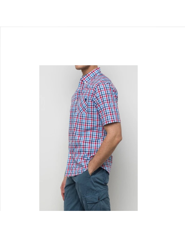 MCS camicia da uomo a manica corta in popeline a quadri colorati