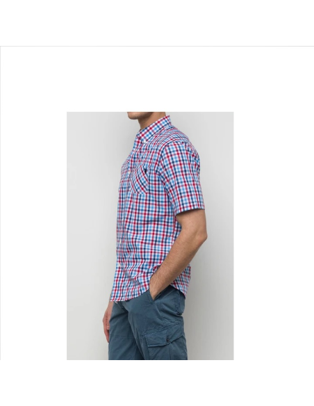 MCS camicia da uomo a manica corta in popeline a quadri colorati