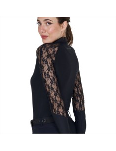 Amahorse Polo donna da allenamento con maniche lunghe in pizzo 2