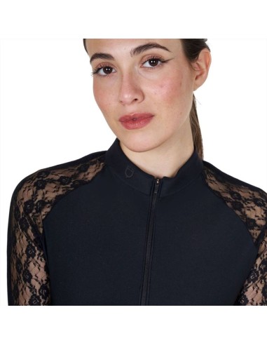 Amahorse Polo donna da allenamento con maniche lunghe in pizzo