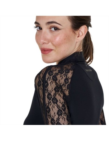 Amahorse Polo donna da allenamento con maniche lunghe in pizzo