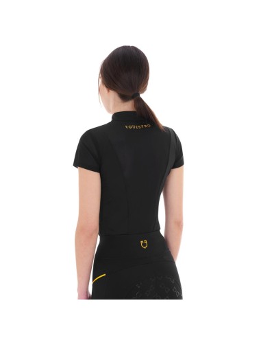 Amahorse Polo da donna slim fit con inserti in mesh