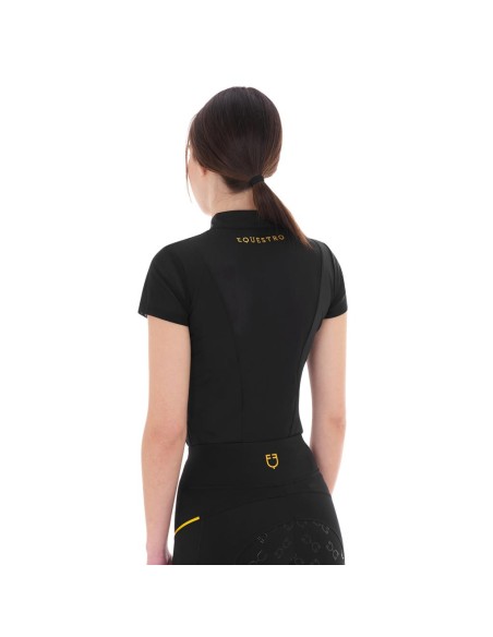 Amahorse Polo da donna slim fit con inserti in mesh