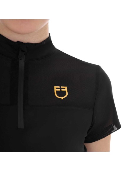 Amahorse Polo da donna slim fit con inserti in mesh