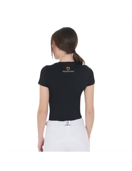 Amahorse T-shirt donna slim fit in cotone a manica corta con stampa a 