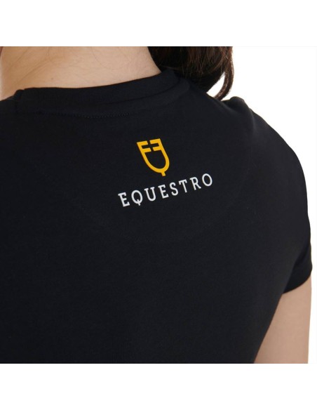 Amahorse T-shirt donna slim fit in cotone a manica corta con stampa a 